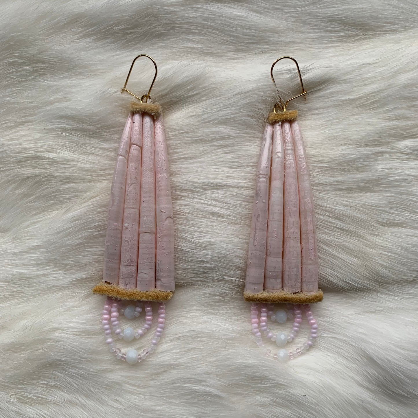 Barbie Pink Dentallium Drop Earrings